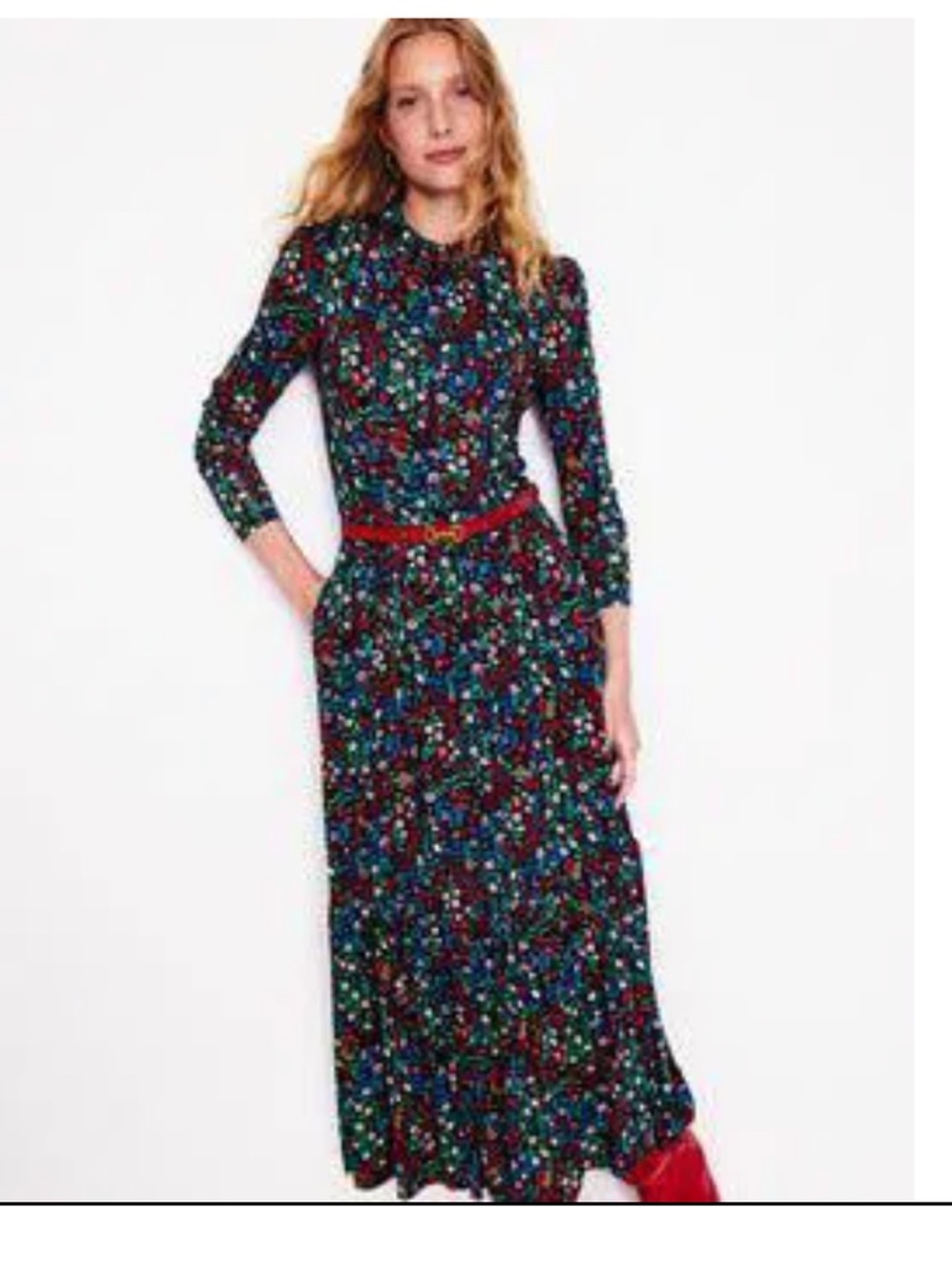 Boden High Neck Tiered Floral Maxi Dress Size 16